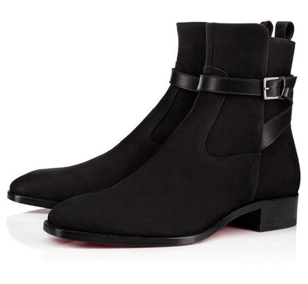 Hiver célèbre marque hommes Kicko bottines rouge chaussures de créateur en daim robe en cuir fête de mariage Martin chaussons Gentleman moto bottes EU38-46 avec boîte