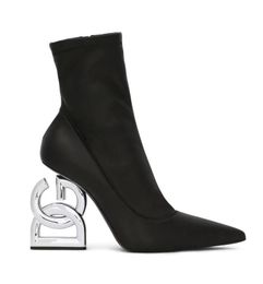 Hiver marques célèbres Keira Zip bottines femmes Pop sculptural D-baroque talon noir en cuir extensible dame bottines bout pointu butin EU35-43 avec boîte