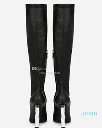 Hiver célèbre Keira bottes hautes tissu femmes bottes forme talon palladié carbone