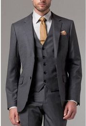 Mode hiver gris menschliches Muster Tweed marié Tuxedos revers cranté hommes mariage Tuxedos hommes dîner costume de fête