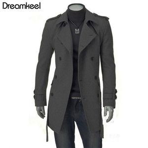 Winter Fashion Men Long Overcoat Solid Double Breasted Outwear Coat Monclaire Jacket Mens Overjassen Dubbele borsten Men Y LJ201110