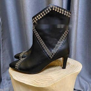 Winter Fashion Mid Dikke Heel Boots Luxury Designer
