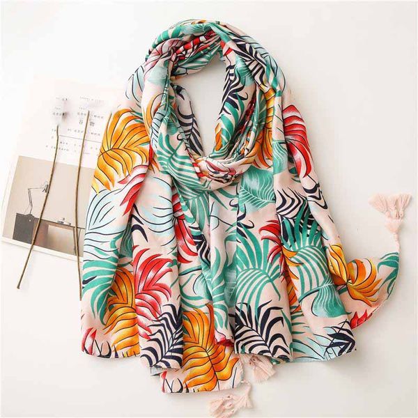 Foulards de mode d'hiver pour femmes imprimé gland dames Hijab écharpe 180x90cm feuilles motif épais Bandana Foulards