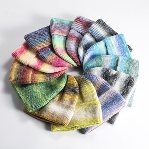 Winter Fashion Tie-Dye Print Knit Cap Rainbow Wol Caps
