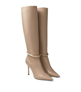 Vrouwen enkellaarsjes kalfsleer Dreece 95 Lederen Kniehoge Laarzen zwarte schoenen winter mode luxe designer boot 35-43