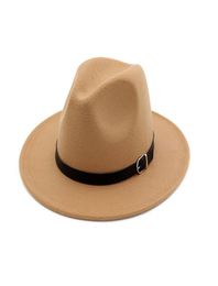 Winter Fashion Wool Fedora Hat For Women Chapeau Black Hat Men Simple Brim Autumn Female Caps Top Jazz Cap3255180