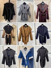 Winter Fashion Wol Socialite Coats Warm Parkas Casual Letters Prints Cape Coat voor dames flexibel - jassen met riemen