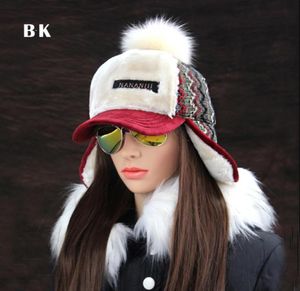 Winter Faux Cashmere Bomber Hat Vrouwen oorklapkappen faux pur pompom sneeuwhoeden verstelbare Boemische winter Russische ushanka d190115035133883