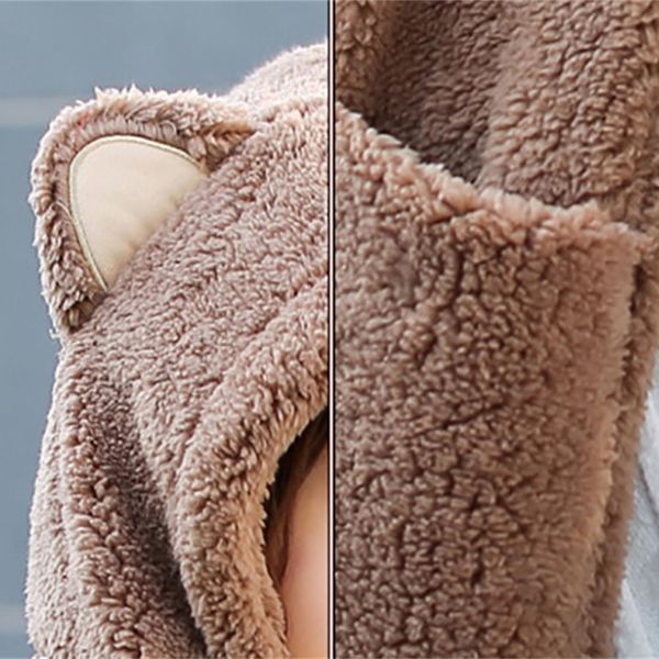 Hiver Faux Fur Hood Chatte des rabats d'oreille Pouches à main 3 in1 Chapeau animal loup en peluche chauffante coiffure animale avec des gants écharquois chauds