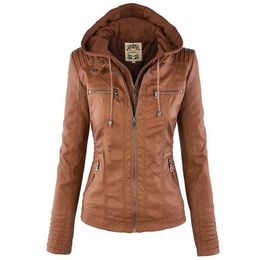 Veste d'hiver en similicuir femme manteaux de base décontractés, plus la taille 7XL dames vestes de base imperméables manteaux coupe-vent femme T200212