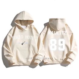 Winter Vrouwelijke Plus size Katoenen Hoodie Paar Tokio el Gedrukt Vrouwen Trui Kaulitz Fashion Fleece Luxe Sweatshirt met Capuchon 240115