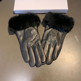 Hiver cinq doigts gants femmes en cuir court polaire chauffant épaissi gant à la mode Vintage gants de protection cadeau présent