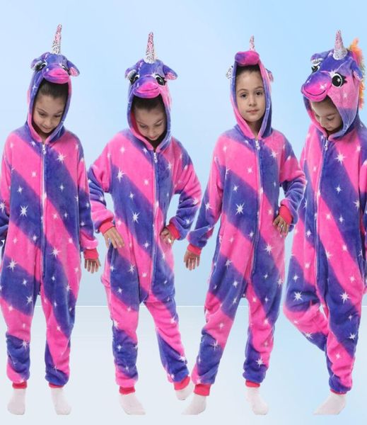 Flanela de invierno Soft Caliente Unicornio Kigurumi Pajamas Capié de animales Pajamas de pijama de pijamas para niñas Sleepwear282v6179054