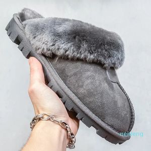 Bottes d'hiver à fond plat pour femmes, bottes de neige en peluche avec cuir et fourrure pour semelle chaude et épaisse, bottes d'hiver antidérapantes pour dames