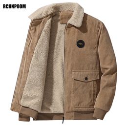 Winter Fleece Jas Mannen Warme Dikke Corduroy Bontkraag Jas Mannelijke Casual Mode Outdoor Winddicht Uitloper 240102