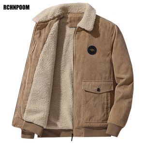 Winter Fleece Jas Mannen Warme Dikke Corduroy Bontkraag Jas Mannelijke Casual Mode Outdoor Winddicht Uitloper 240110