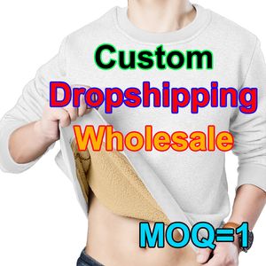 Winter Fleece Sweatshirts 3D -print Aangepaste Oversized Warming Diy Men S Long Sweat Shirts Drop Wholesale Clade 220713
