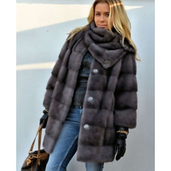 Flocage d'hiver tempérament amincissant pour les déplacements à manches longues imprimé léopard longueur moyenne manteau gris court 893584