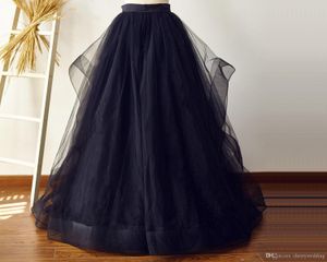 Winter Vloer Lengte Tutu Prom Jurk Rok Lang Zwart Horsehair Tulle Bridal Bridesmeisje Vakantie Kostuum Rok TS017CD