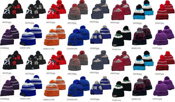 Gorros de fútbol de invierno Gorro de punto deportivo Gorros con pompón Caliente 32 equipos Tejidos de colores Orden de combinación de combinaciones Todas las gorras Gorro de Alabama Florida