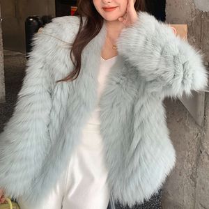 Haining – manteau de fourrure de renard d'hiver pour femmes, nouvelles bandes de cheveux, à la mode, jeune, mince, véritable fourrure, 6036