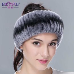 Bandeaux de fourrure d'hiver pour femmes tricotées écharpe de fourrure de lapin rex pour femmes véritable tête de fourrure enveloppement d'oreille plus chaud bandeau de mode x0722