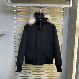 Inverno pele-guarnição com capuz para baixo parka jaqueta casaco preto feminino masculino outwear casacos zip completo tamanho XS-XXL