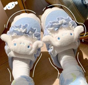 Pantoufles d'hiver pour filles, pantoufles de maison en peluche Kuromi Melody cannelle, pantoufles chaudes en peluche pour la maison, cadeau de Festival, taille 35-40