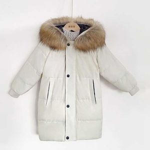 Hiver fille veste grand col de fourrure blanc duvet de canard manteau pour garçons nouveau 2021 vêtements d'extérieur pour enfants bébé vêtements TZ952 H0909