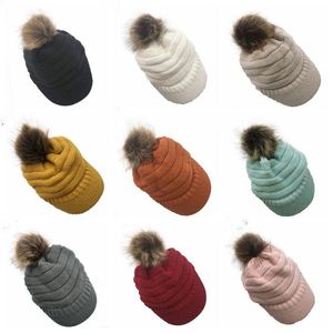 Winter meisjes gebreid hoed warm pom pom wol hoed dames schedel beanie solide vrouw gebreide caps winter buiten hoofd warmer sneeuwhoeden tlzyq1472