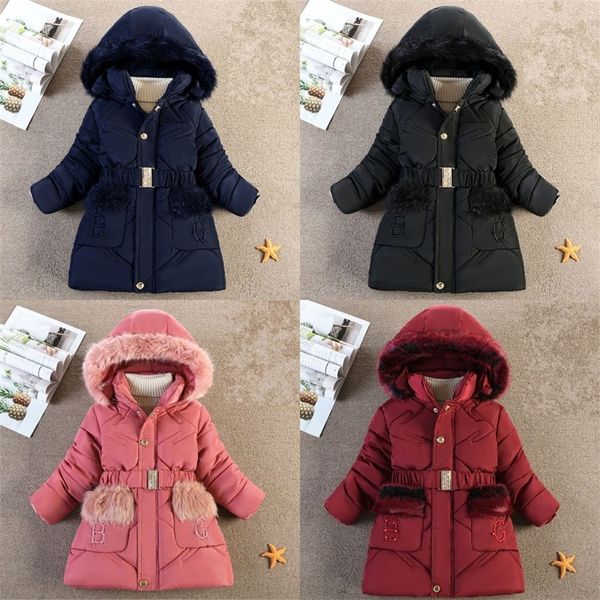 Vestes en cuir pour filles d'hiver épaississement de la mode et chaleur réelle en coton manteau mi-long parka manteaux manteaux pour enfants vêtements 20220924 E3