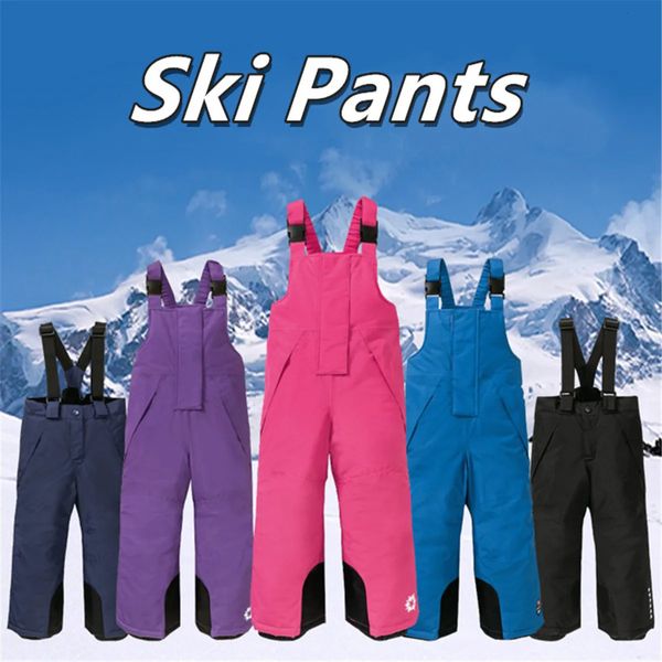 Pantalons de Ski pour filles d'hiver combinaison coupe-vent pantalons globaux survêtements pour enfants imperméables chauds enfants garçons pantalons de Ski de neige 240115