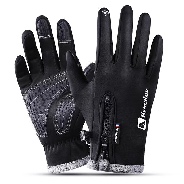 Gants d'hiver pour hommes et femmes, en velours, chauds, pour écran tactile, imperméables, coupe-vent, antidérapants, pour Sport de plein air, équitation