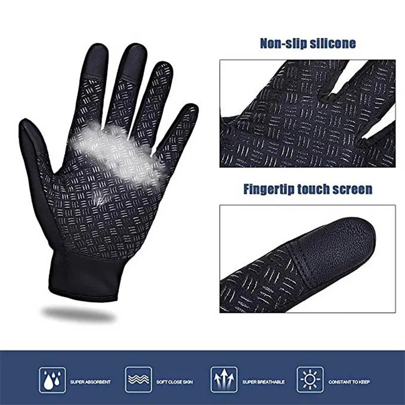 Winter Gloves For Men Waterproof Windproof Cold Gloves Snowboard Motorcycle Riding Driving Warm Touchscreen Zipper Glove