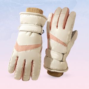 Gants d'hiver pour la chaleur et le coupe-vent, gants de ski classiques en patchwork pour femmes, avec paume complète, pour écran tactile