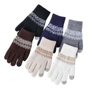 Winterhandschoenen gebreide warme touchscreenhandschoenen gestreept modieuze warme handschoenen DF034