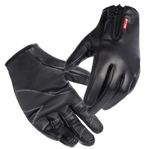 Gants d'hiver chauds en cuir polaire pour hommes et femmes, avec fermeture éclair, coupe-vent, imperméables, pour Ski, neige, Snowboard, tactiles