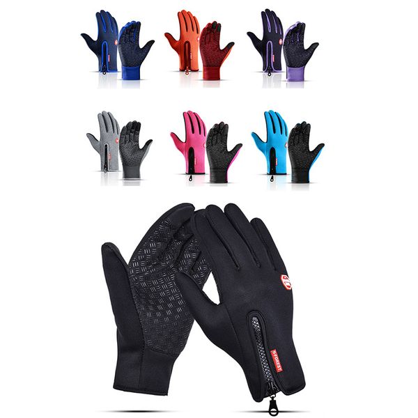 Guantes de invierno para hombre, pantalla táctil, impermeables, a prueba de viento, para esquiar, mitones fríos para mujer, moda cálida, deportes al aire libre, montar con cremallera