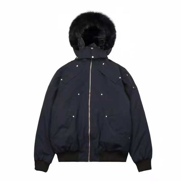 Winter Gold Lining LabelOrdinaire Standard Véritable Fourrure De Coyte Hommes Canadiens MosenKnuclkes Bomber Balistique Parka Veste En Duvet D'oie Manteau Chaud À Capuche Pour Conditions Extrêmes