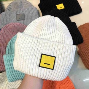 Wintermuts Beanie Hoeden Ac Vierkant Smiley Gezicht Wol Gebreide Versie Vrouwelijke Wollen Muts Warme Elastisch Gemonteerde Caps 13