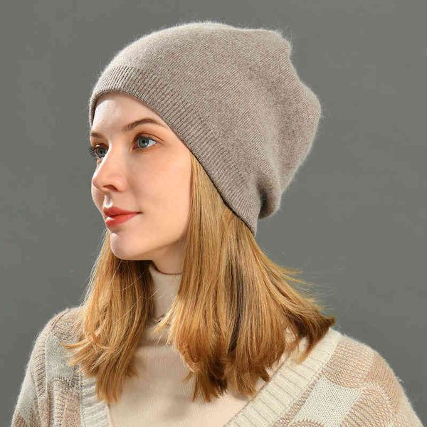 Chapeau d'hiver bonnet simple en tricot d'automne d'hiver chaud cachemire doux souchy crâne chapeaux mommes femmes chapeaux de rue j220722