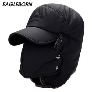 Chapeau d'hiver Bomber Chapeaux Pour Hommes Femmes Épaissir Balaclava Coton Fourrure Hiver Earflap Garder Au Chaud Casquettes Crâne Russe Masque Bomber Chapeaux Y200110