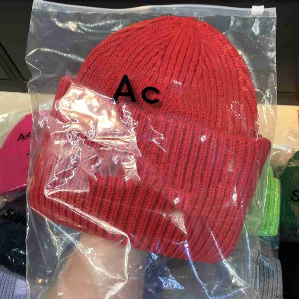 Chapéu de inverno Designer Beanie Chapéus Designers Mulheres Ac Square Smiley Face Lã Malha Alta Versão Feminina Pulôver Casual Quente Elástico Equipado Caps 8HCRT