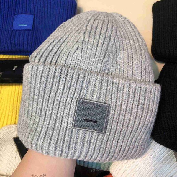 Sombrero de invierno Diseñador Gorros Sombreros Diseñadores Mujeres AC Square Smiley Face Lana de punto Versión alta Mujer Jersey Sombrero de lana Casual Cálido Elástico Caps ajustados 358KI