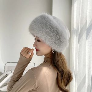 Chapeau d'hiver pour l'imitation des femmes fourrure Fox Pullover chapeau extérieur épais épais béret mongol de la princesse oreille Capuche de protection