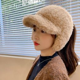 Chapeau d'hiver femmes tricoté épaissi chaud casquette de Baseball queue de cheval femme oreille Protection oreillette à la mode coréen Bonnet casquettes 240116