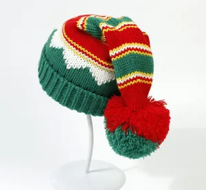 Winter Hoeden Kerst Santa Mutsen Met Pompoms Gebreide Mutsen Oren Warm Oorklep Xmas Cadeau Voor Mannen Vrouwen Kinderen Rood Groen