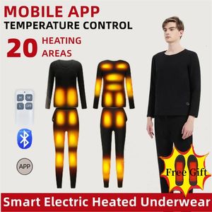 Costume de sous-vêtements chauffants d'hiver, alimenté par batterie USB, hauts chauffants électriques, pantalons, contrôle intelligent de la température, ensemble de sous-vêtements thermiques 240103