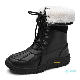 Invierno de alta calidad mantener caliente media pantorrilla nieve mujeres con cordones impermeable cómodo señoras botas de lluvia Q1216