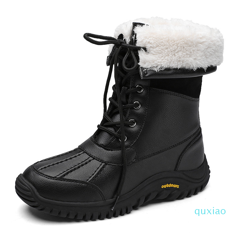 Hiver haute qualité garder au chaud mi-mollet neige femmes à lacets imperméable confortable dames bottes de pluie Q1216